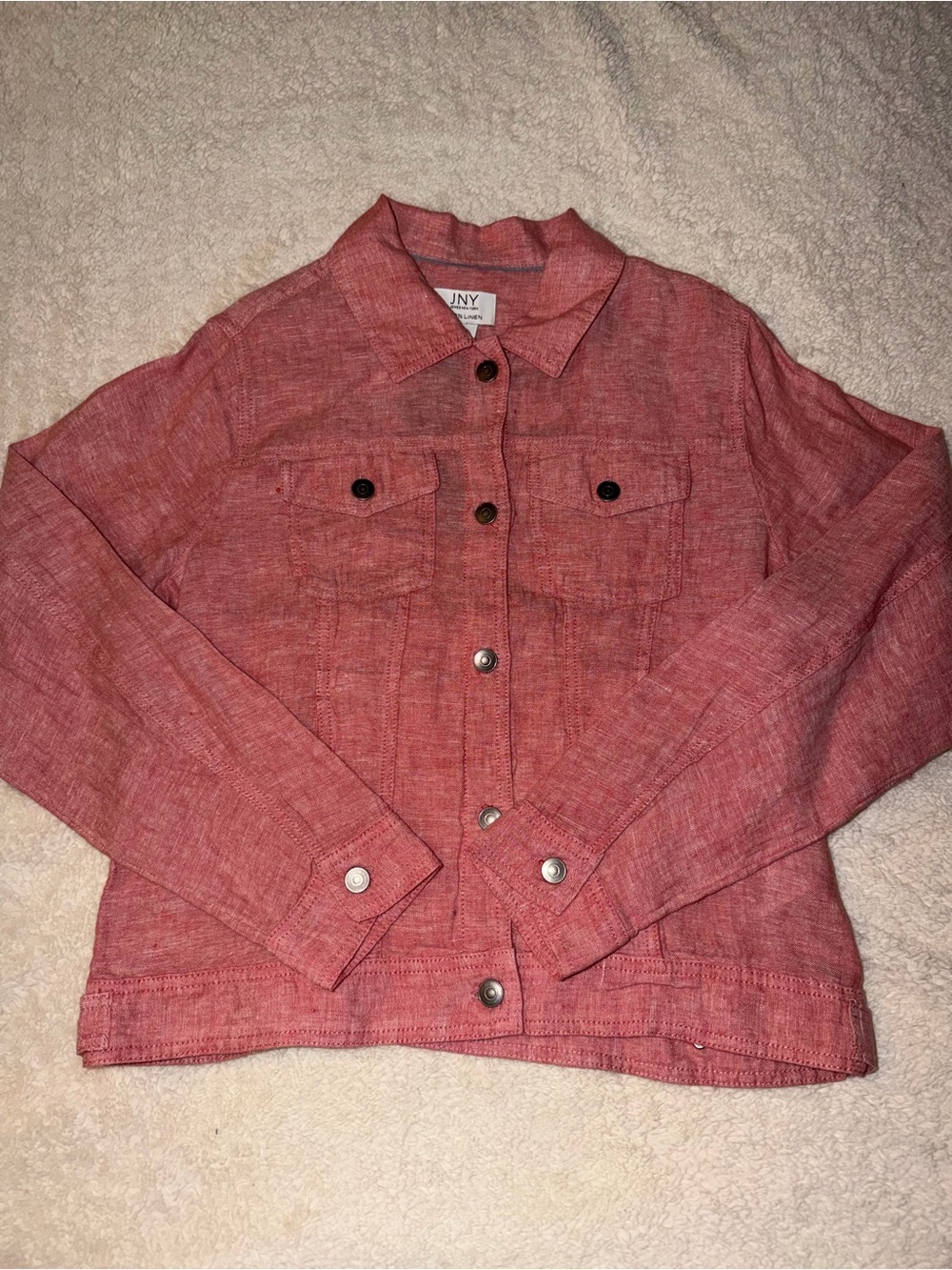 NWT Jones New York JNY | 100% Linen European Flax Jacket | Coral | Size Medium